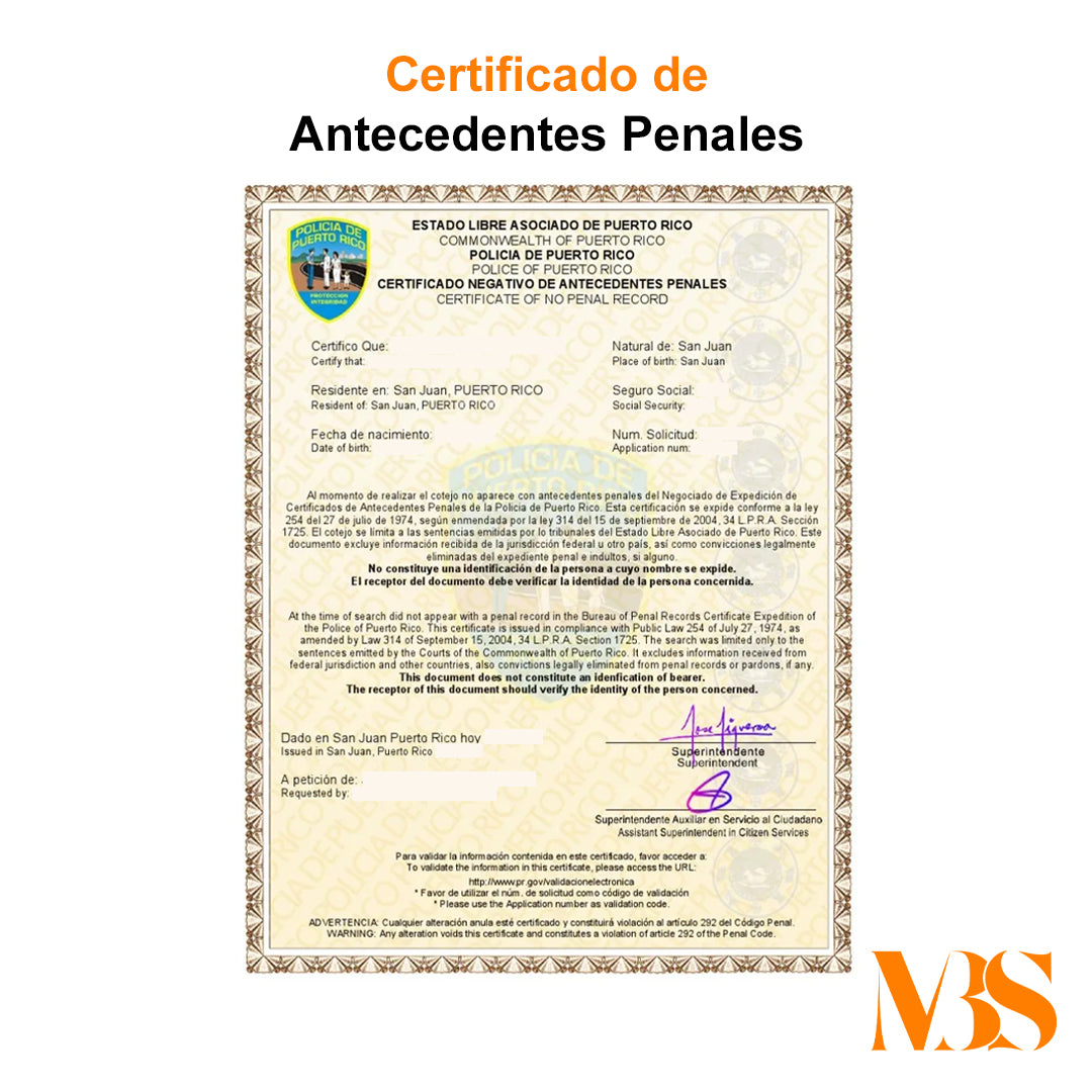 Certificado de Antecedentes Penales